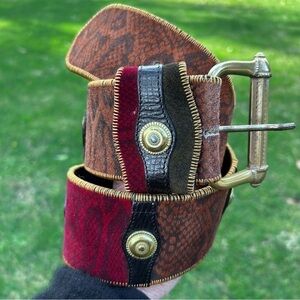 Vintage Linea Pelle Wide Belt with Brass | Size XS